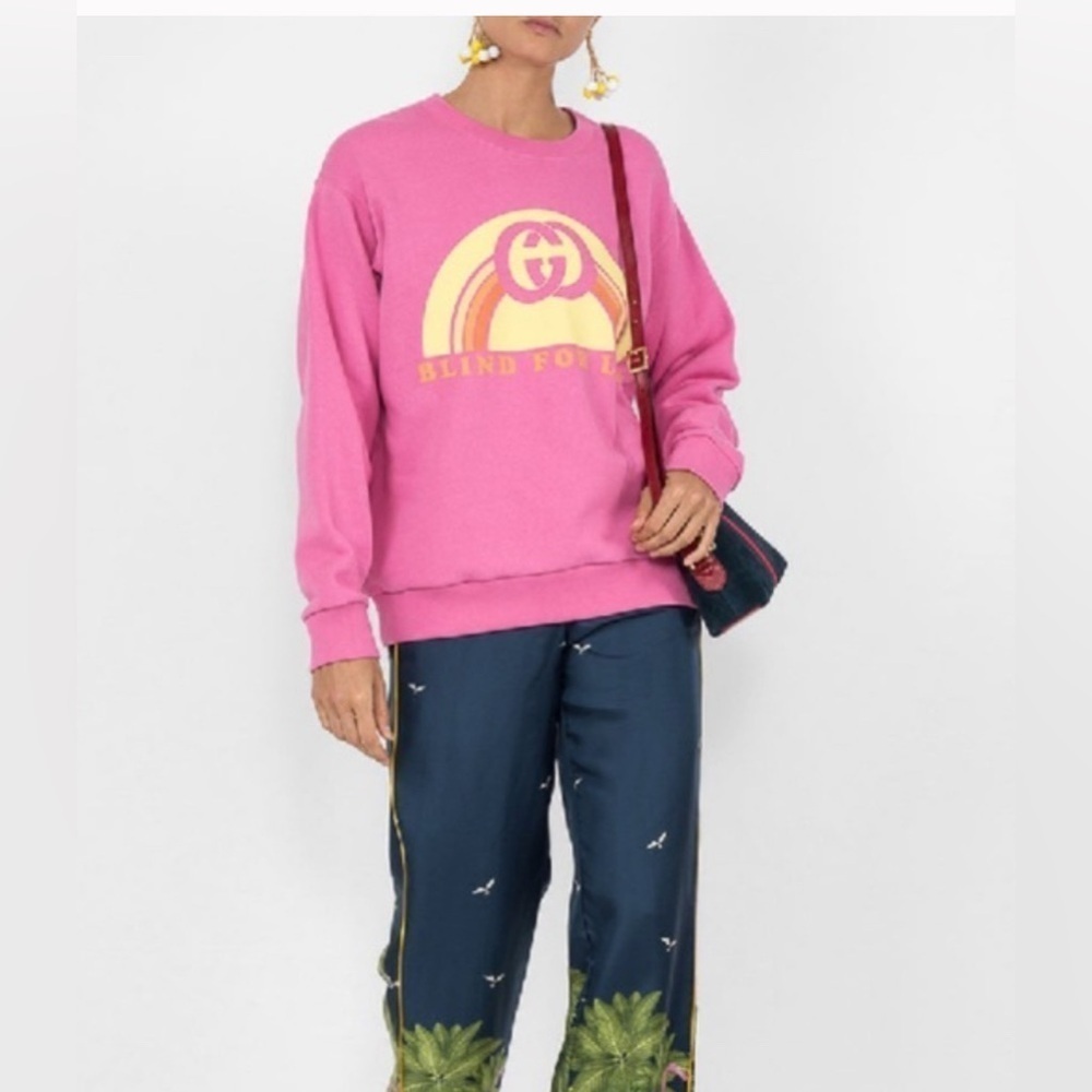 Gucci 2018 runway blind for love crewneck sweater